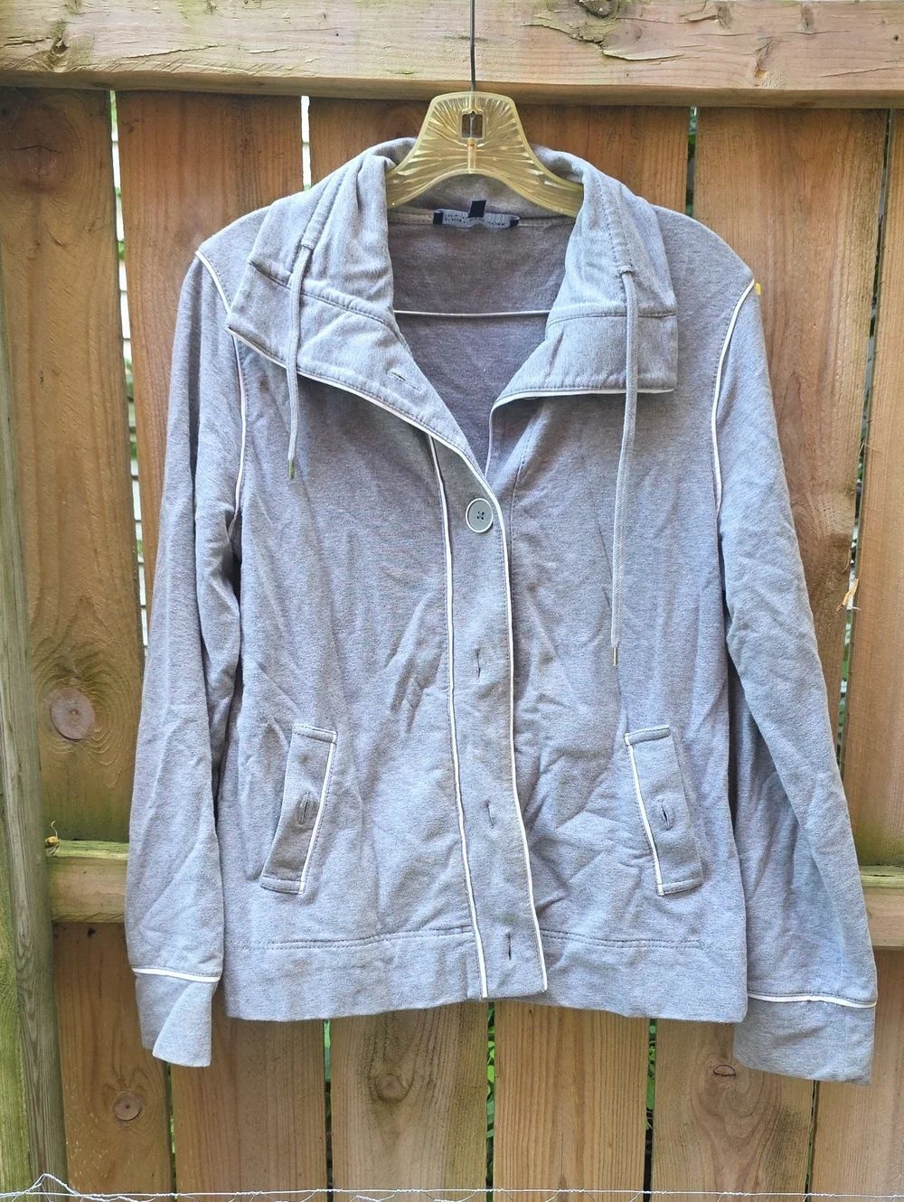 Women's Gray Casual Button-Front Jacket